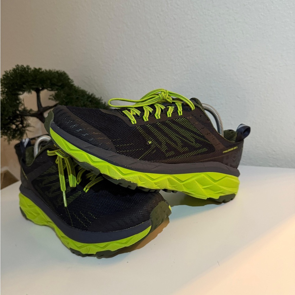 Hoka Black and Neon Green Athletic Shoes - Picture 2 of 10